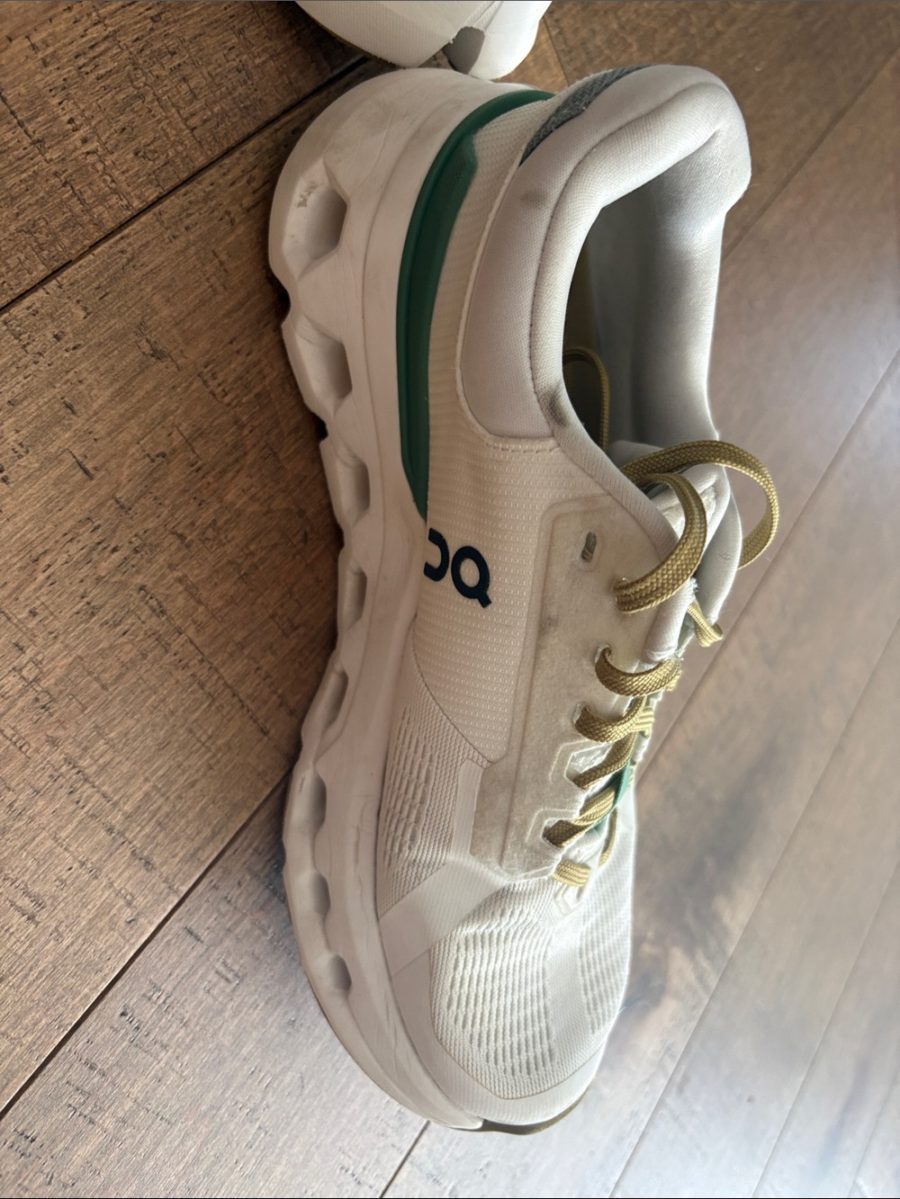 On Running White, Green & Gold Athletic Sneakers - Picture 3 of 10